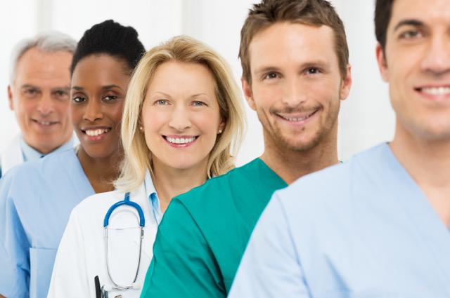 group of happy doctors