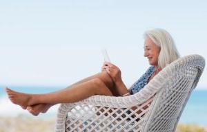 woman reading outside